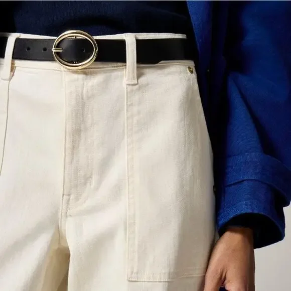 J. Crew Women's High Rise Camp-Pocket Wide-Leg Jean CH917 Ecru Wash Size 26 NWT - Picture 2 of 4